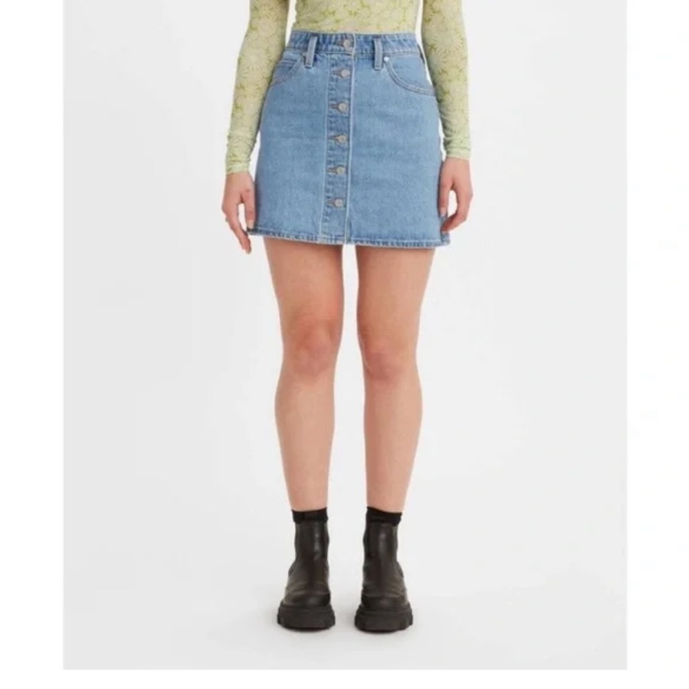 Levi's Light Blue Button-Up Mini Skirt